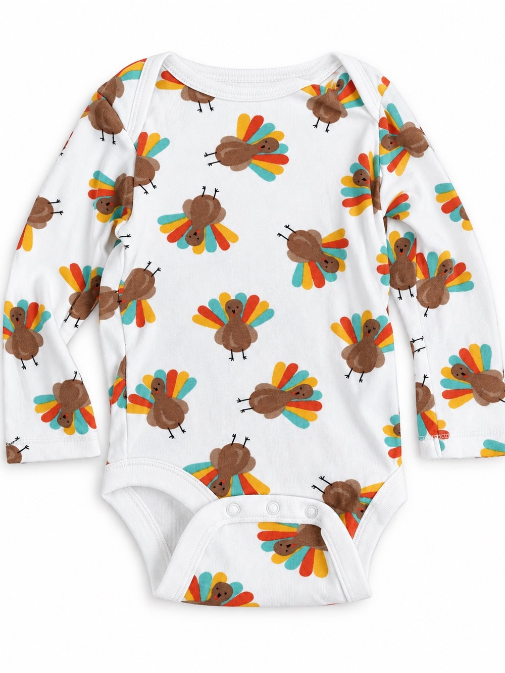 Baby Long-Sleeve Turkey Print One-Piece Bodysuit